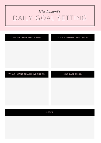 Teacher Daily Goal Setting Printable