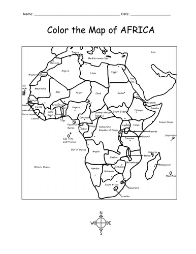 COLOR THE MAP OF AFRICA | Teaching Resources