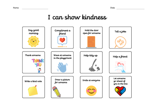 I can show kindness chart