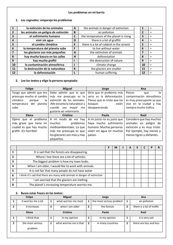 Spanish Social & Environmental Issues in my Area: los problemas en mi barrio