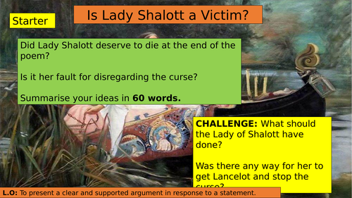KS3 (7/8/9) The Lady of Shalott: To what extent do you agree?