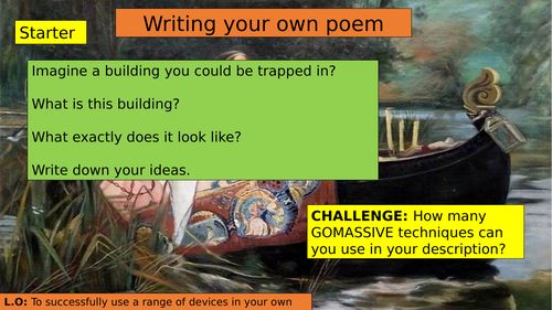 KS3 (7/8/9) Writing a poem inspired by 'The Lady of Shalott'