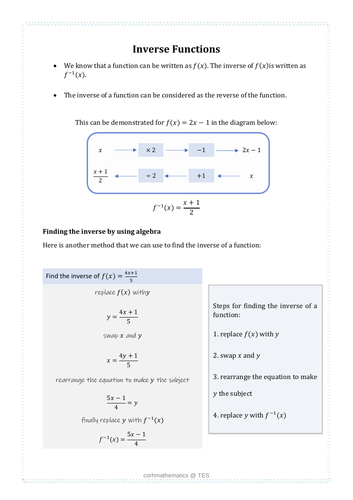 Inverse functions handout