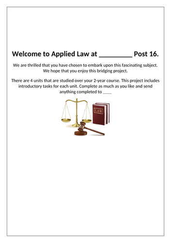 Y11-12 Transition Project Law (21 tasks)