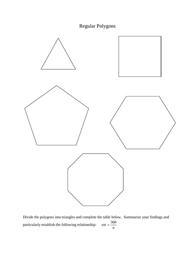 Regular polygons - investigation with Solutions