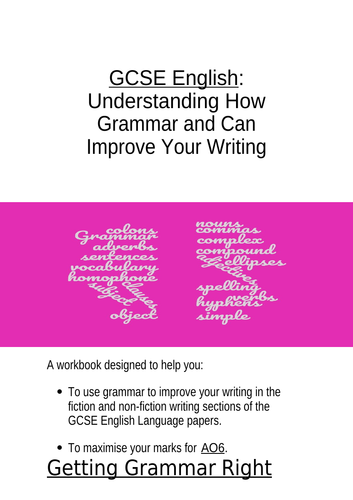 GCSE English Grammar for Writing Booklet