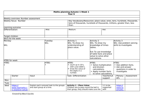 Maths Year 6 Autumn Week 1 Number Assess