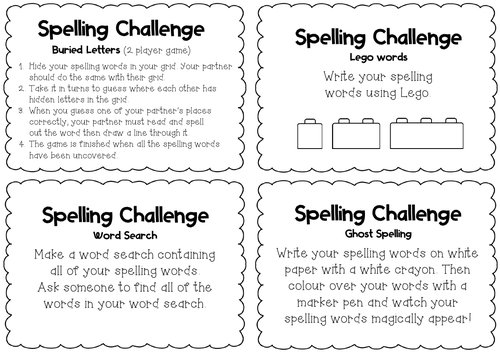 Spelling Challenges & Activities