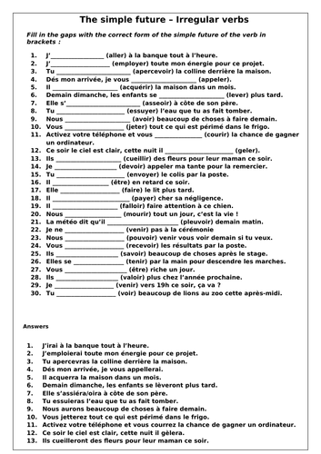 Simple Future Tense (Irregular Verbs) | Teaching Resources