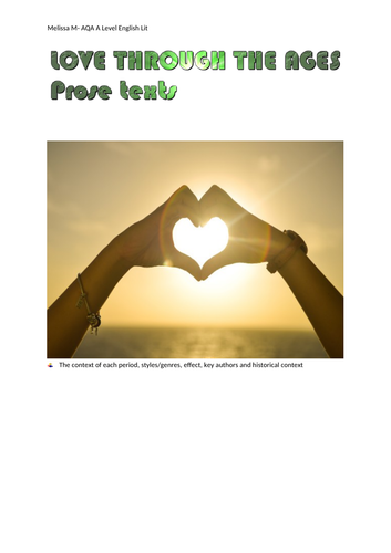 AQA A Level English lit- LOVE THROUGH THE AGES prose texts booklet