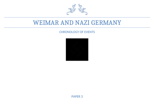 Weimar & Nazi Germany chronology -  5Ws Homework