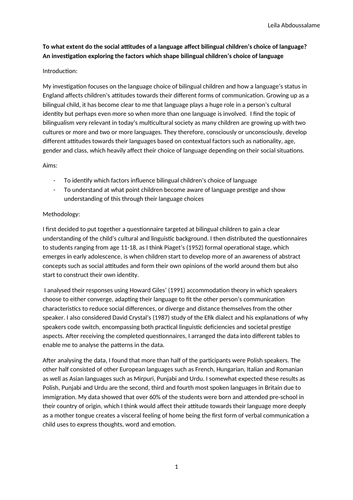 A* English Language A Level NEA Coursework - Language Investigation ...