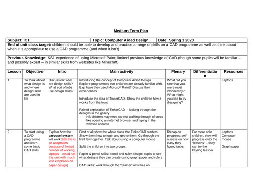 ICT KS2 unit CAD (using TinkerCAD)