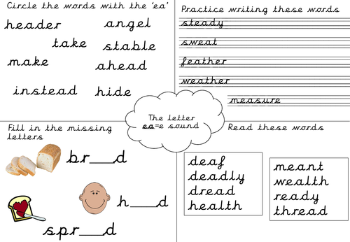 Phonics worksheet- ea (e sound)