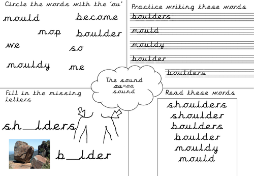 Phonics worksheet- ou (oa sound)