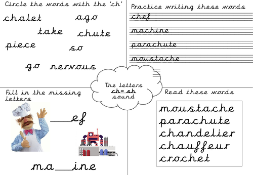 Phonics worksheet- ch- sh sound