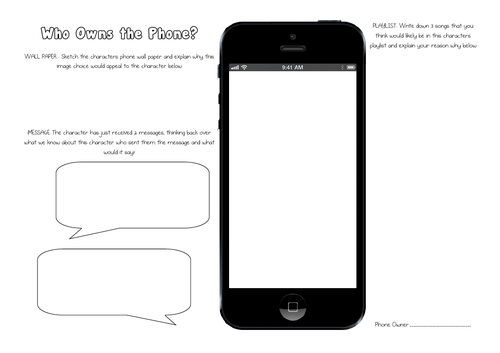 Who Owns The Phone? - Characterisation Printable