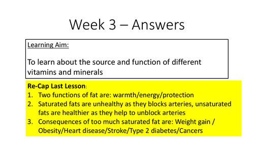 KS3 Healthy Eating Guidelines Remote Learning