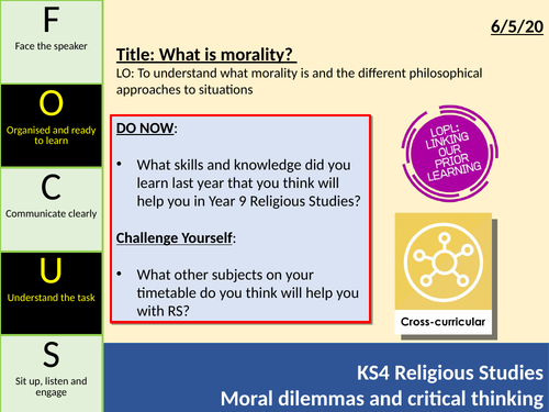 Moral dilemmas/ critical thinking