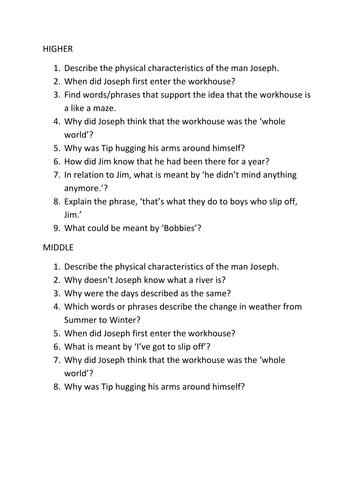 Year 5 English Planning Street Child