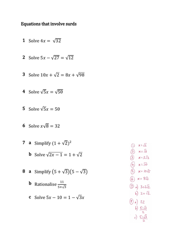 Equations that involve surds