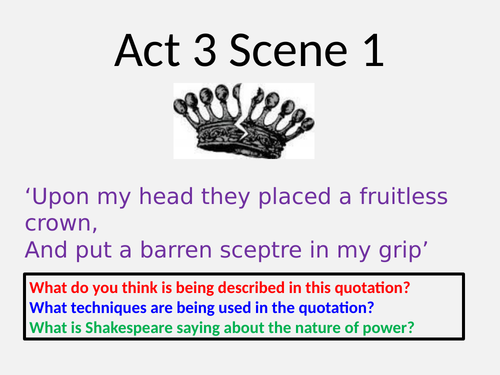 Macbeth Scheme of Learning. Lesson on every scene.