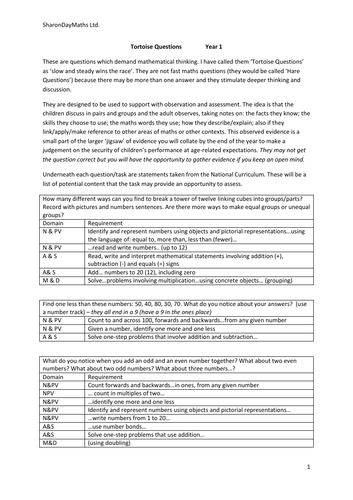 Tortoise Questions Year 1