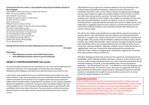 Act 4 Scene 2 Macbeth Lesson with Grade 7 exam response.
