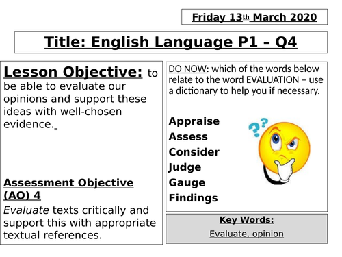 English Language Paper 1 Question 4