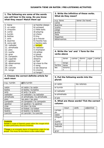 Susanita tine un ratón. Song and activities