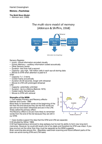Memory A* Revision Notes - AQA A-Level Psychology