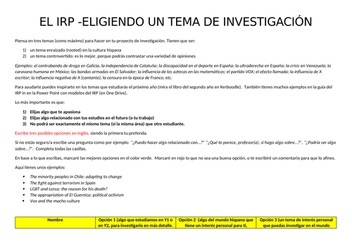 TEMPLETE: Identificando temas para el IRP