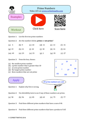 Introduction to Prime Numbers | Teaching Resources