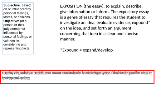 Exposition Writing Breakdown