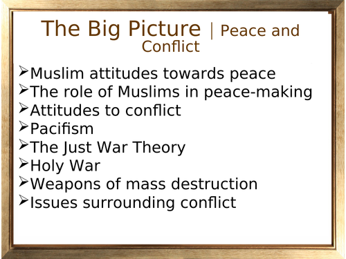 Edexcel GCSE (9-1) Religious Studies Spec B -  Peace and Conflict. Section 4. Area of study 2: Islam