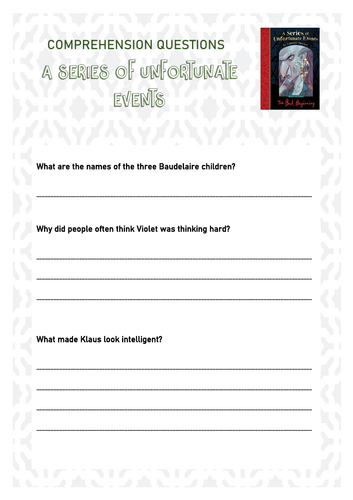 A Series of Unfortunate Events Comprehension Questions