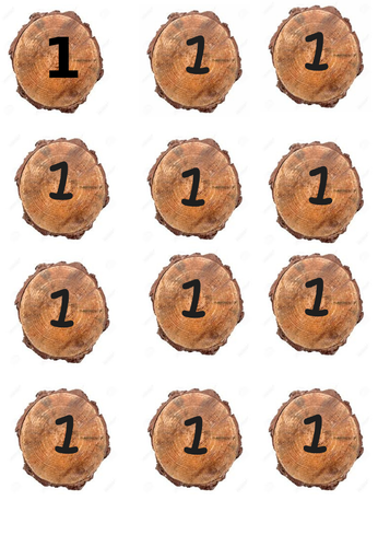 Numbers 0-20 on log slices