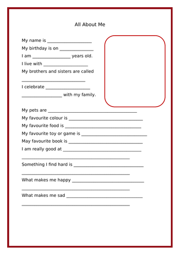 All About Me Template | Teaching Resources