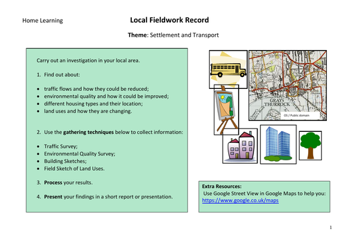 Home Learning: Local Fieldwork Record