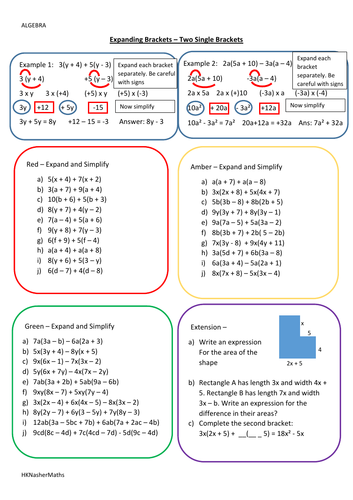 expanding brackets - expand 2 single and simplify