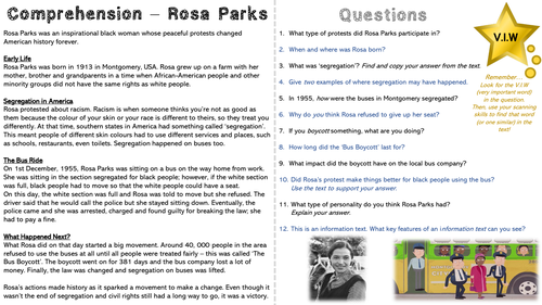 Rosa Parks Comprehension