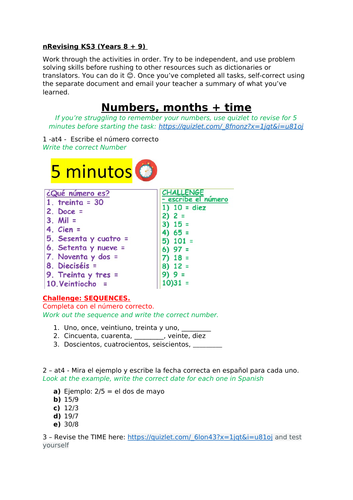 spanish ks3 years 7 8 and 9 revision workbook with