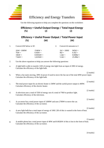 gcse-physics-efficiency-calculations-worksheet-with-answers-teaching-resources