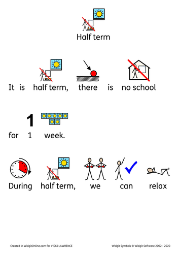 Half term holiday social story