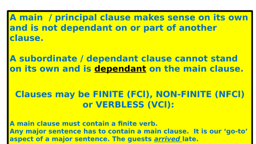 MAIN, PRINCIPAL AND SUBORDINATE CLAUSES