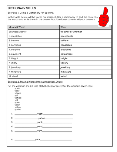DICTIONARY SKILLS
