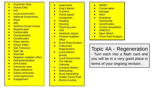 Regeneration Glossary Exam Questions