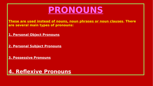 Reflexive Pronouns Teaching Resources