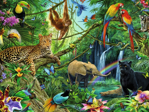 Verb IR (full conjugation) + jungle theme