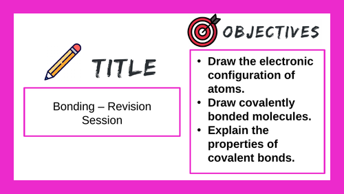GCSE / iGCSE - Bonding Revision Session - Online Teaching Prompt